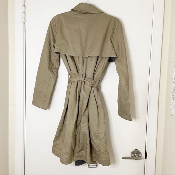 Ladies GAP modern Trench Coat driftwood khaki fleece lined belted jacket S - Picture 2 of 11